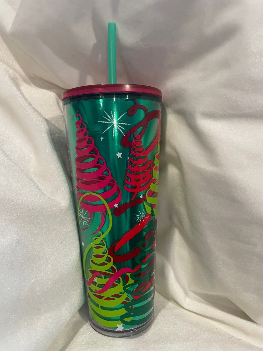 Starbucks 2023 Holiday Ribbons & Trees 24 oz Venti Cold Cup Tumbler SC1
